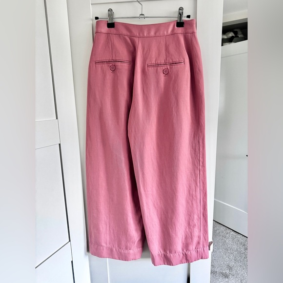 CLUB MONACO Wide leg trousers Dusty Rose Split Leg Linen Blend Size 00 - Picture 4 of 9